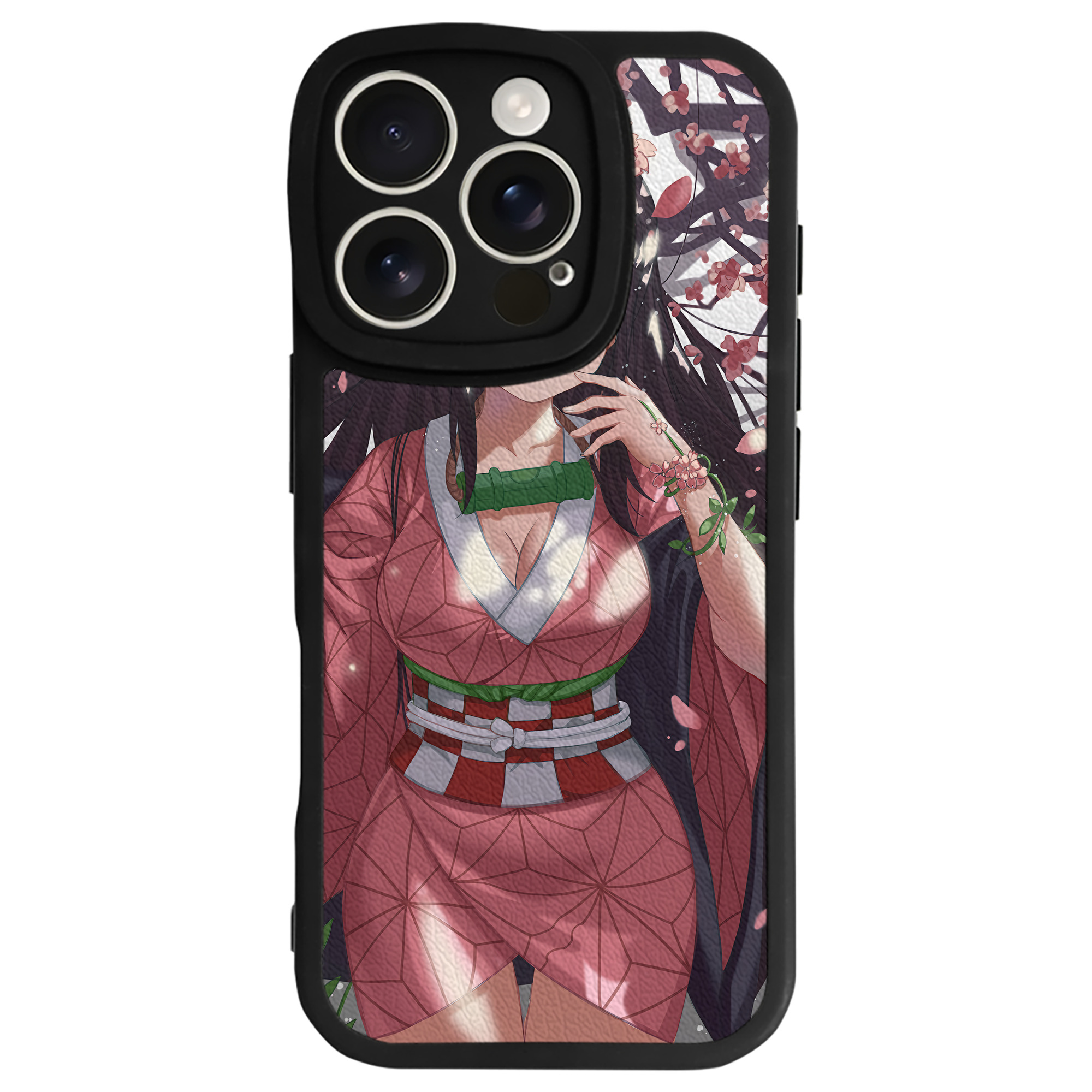 （画像用） 鬼滅の刃（きめつのやいば）竈門 禰󠄀豆子／かまど ねずこ Kamado Nezuko 【iPhone 16シリーズ対応】シリコンスマホケース（レザー調） 材質：シリコン